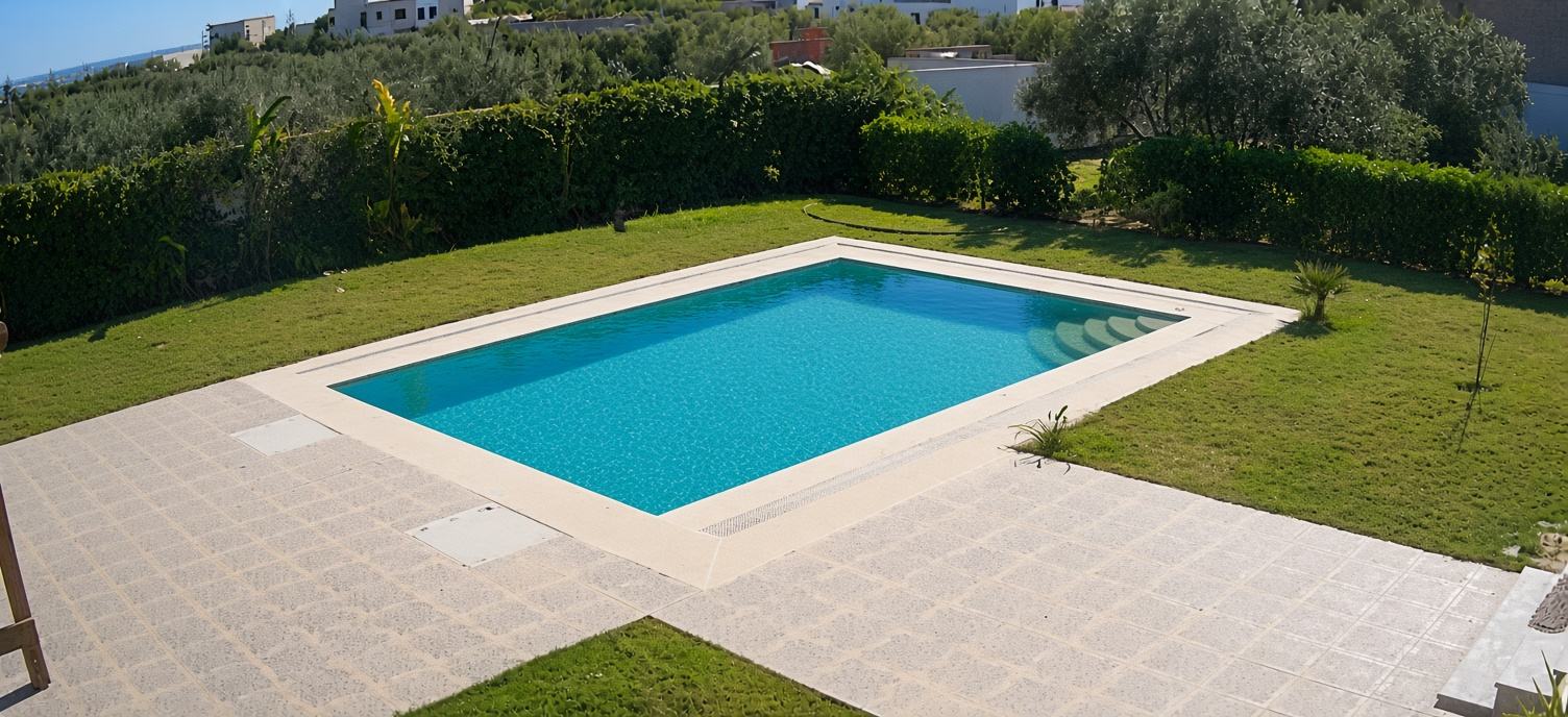 Private 10 x 4 metre swimming pool and lawn